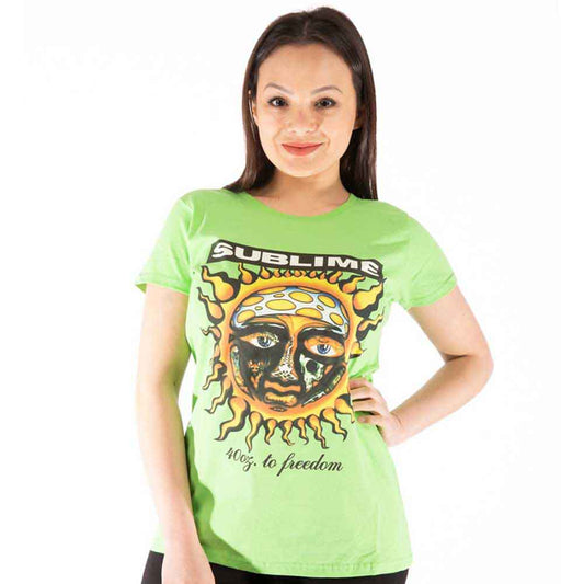 Small white women's t-shirt with "40oz To Freedom" text design.