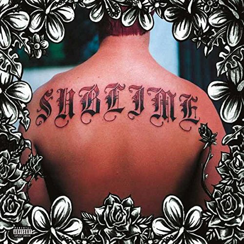 Sublime album cover featuring a tattooed back surrounded by flowers.