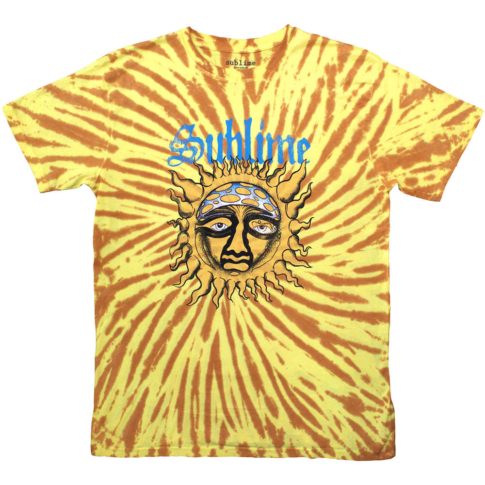 X-Large unisex t-shirt with sun face graphic on front and back.