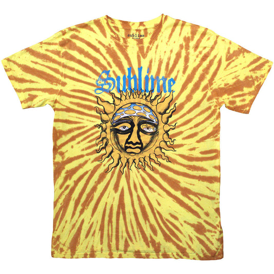 X-Large unisex t-shirt with sun face graphic on front and back.