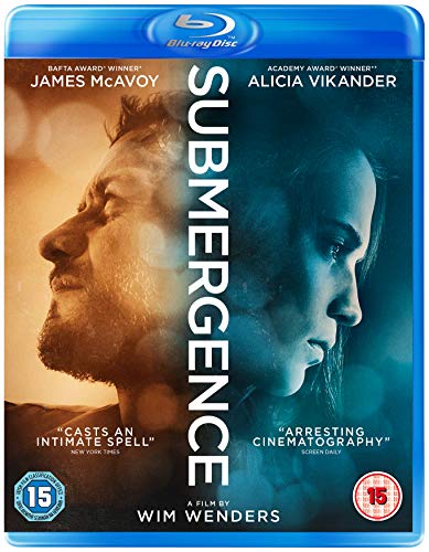 Submergence" Blu-ray cover featuring James McAvoy and Alicia Vikander’s faces.