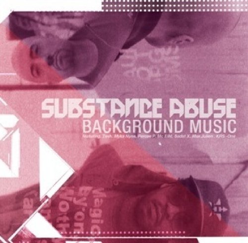 CD cover with abstract red and white design, text “Substance Abuse.”