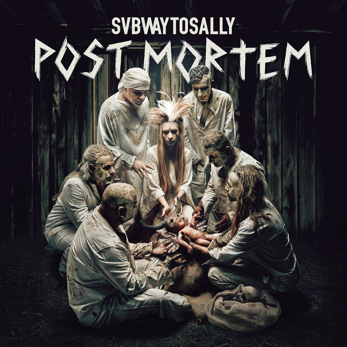 Album cover: Subway To Sally's "Post Mortem" featuring ghostly figures.