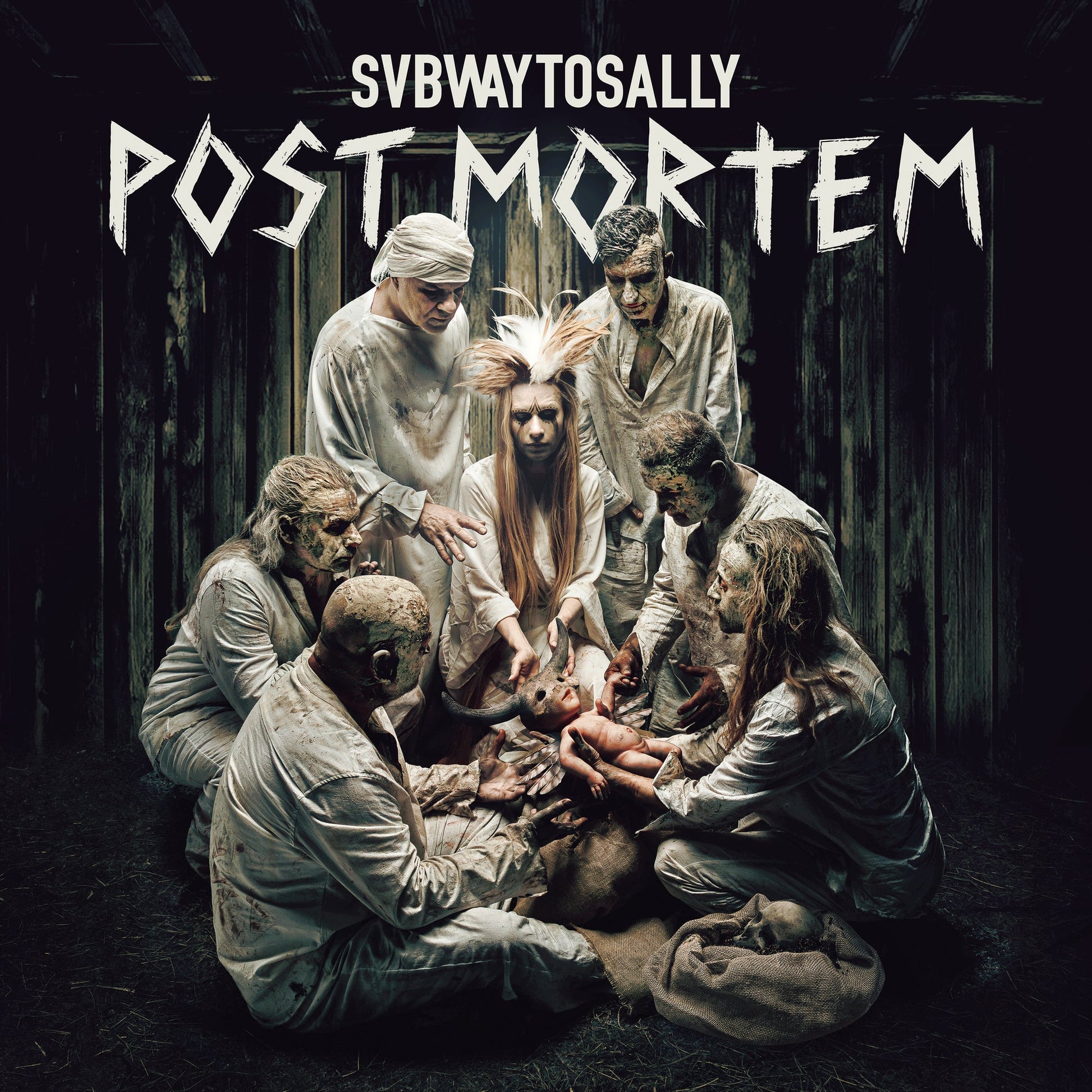 Album cover: Subway To Sally's "Post Mortem" featuring ghostly figures.