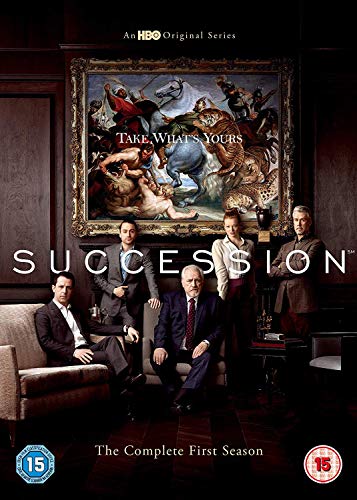 Succession" Season 1 DVD cover featuring a painting and cast portrait.