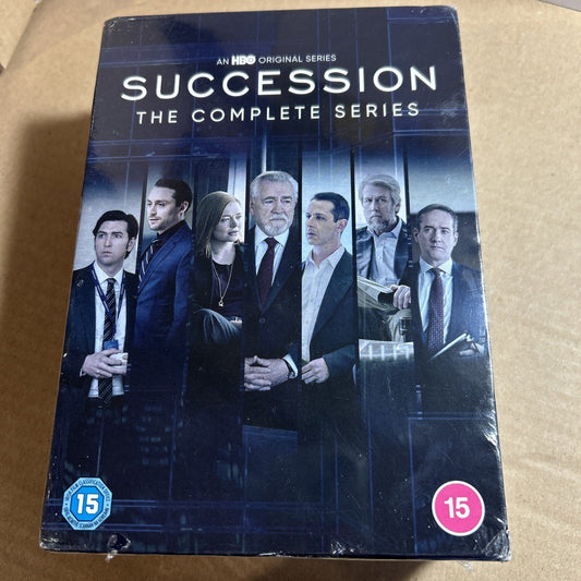 “Succession” DVD cover featuring a group of formally dressed people.