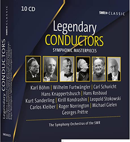 Box set cover featuring portraits of legendary conductors and a list of their names.