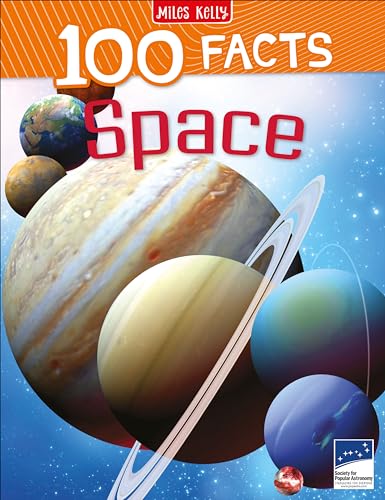 Book cover with illustrations of planets and the title "100 Facts Space".