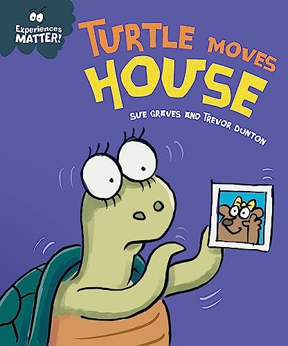 Cartoon turtle looks at a framed picture of a bear family.
