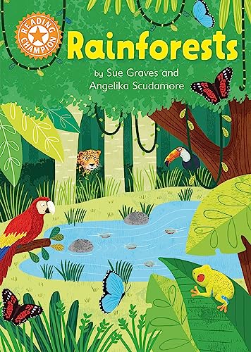 Book cover depicting a colorful rainforest scene with animals.