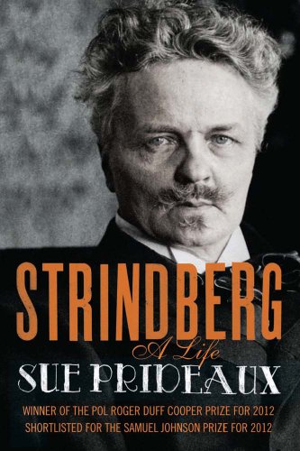 Book cover featuring a black and white portrait of August Strindberg by Sue Prideaux.