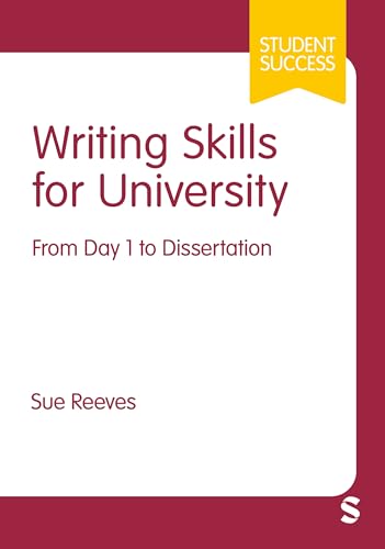 Book cover: "Writing Skills for University" by Sue Reeves, red and white.