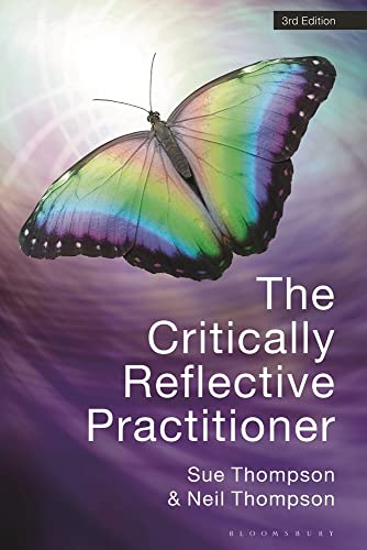 Book cover: "The Critically Reflective Practitioner" with a butterfly image.