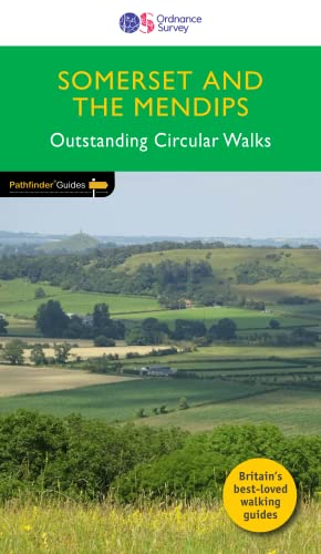 Green cover of Somerset and the Mendips walking guide with landscape view.