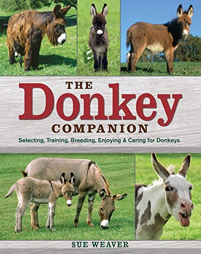 Book cover featuring donkeys, titled "The Donkey Companion" by Sue Weaver.