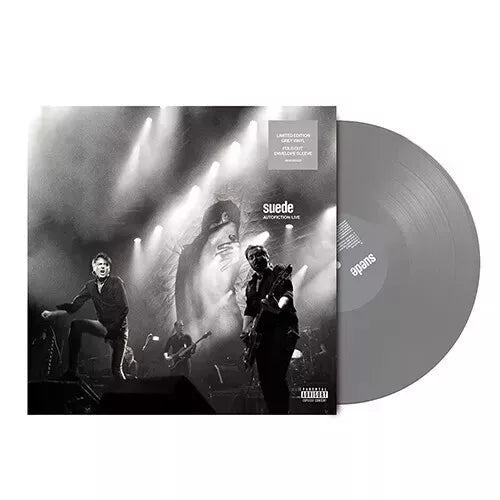 Suede "Autofiction: Live" vinyl record with band performance cover art.