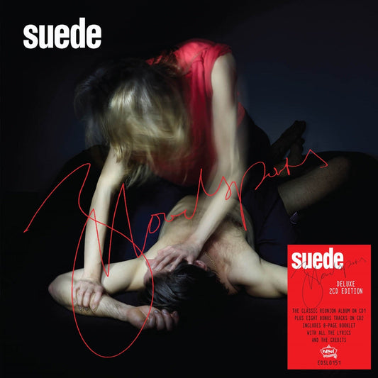 Suede "Bloodsports" CD cover: entwined figures in red and dark tones.