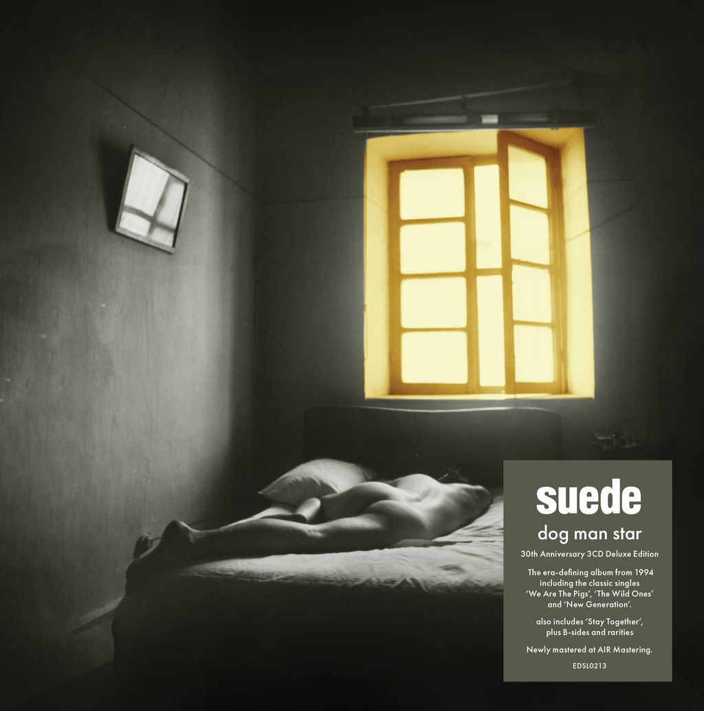 “Dog Man Star” 30th Anniversary 3CD album cover with a bedroom scene.
