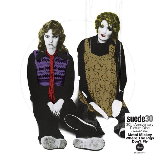 Suede album cover: two figures with striking makeup and clothing.
