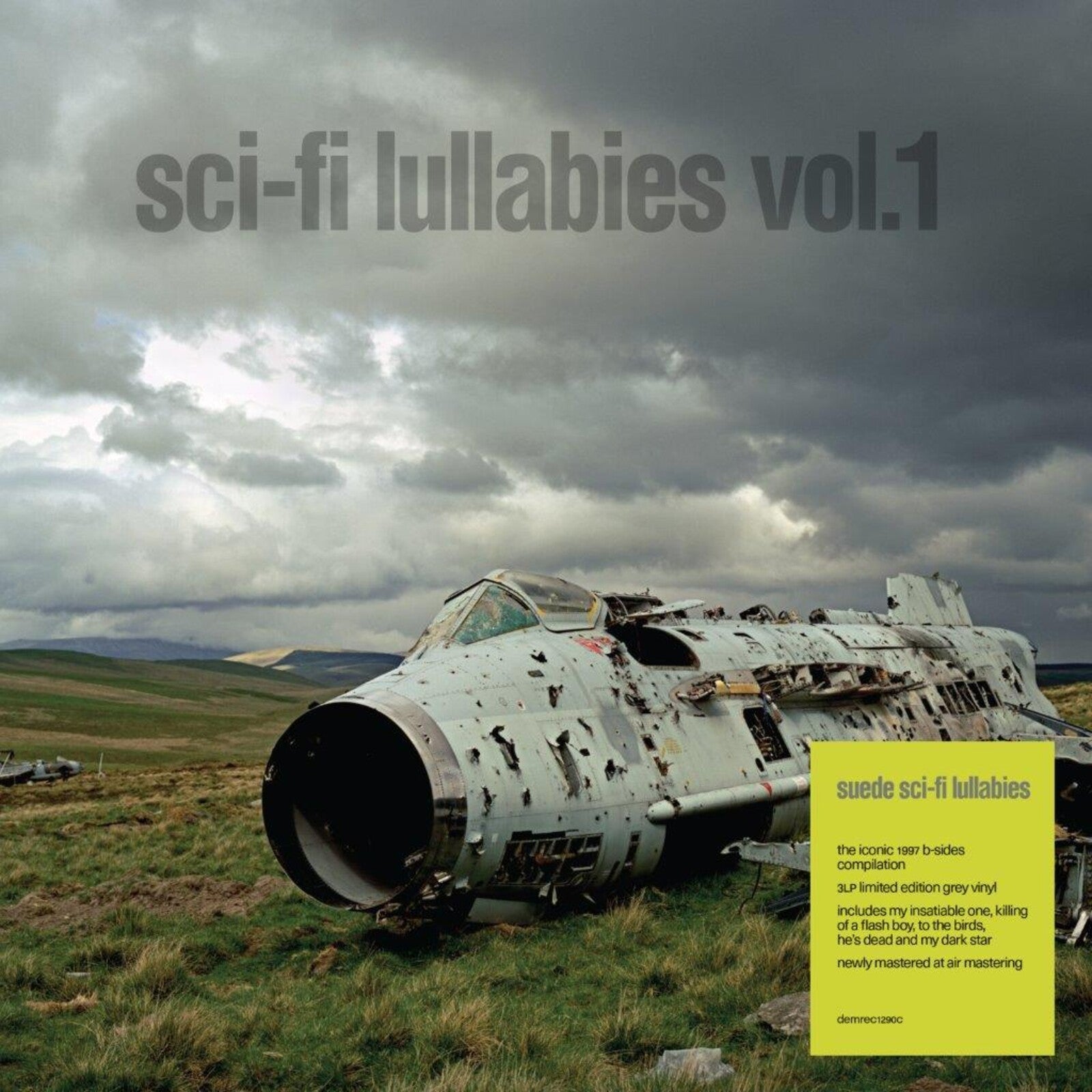 Suede’s “Sci-fi Lullabies” vinyl album cover featuring a crashed airplane.