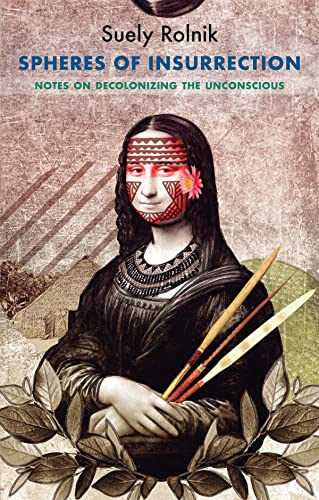 Book cover: woman with patterned face, arrows, and foliage.