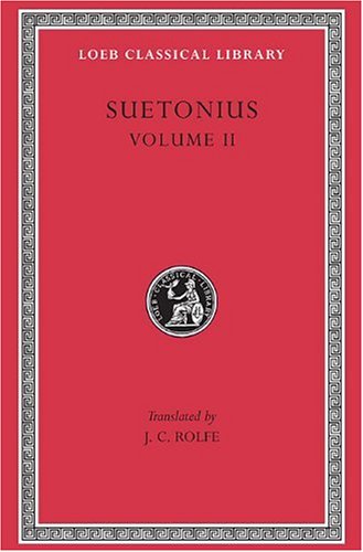 Red book cover with gold lettering: "Suetonius, Volume II" and a circular emblem.