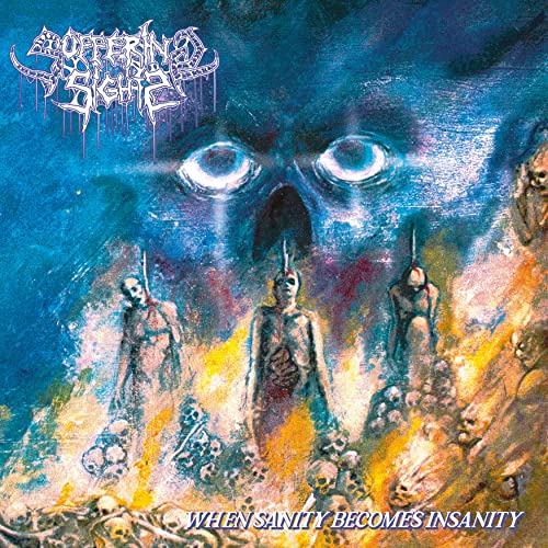 CD cover: skull with eyes, figures below, dark and textured blue background.