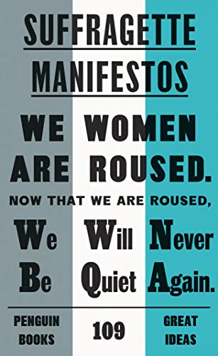 Book cover: "Suffragette Manifestos" with bold white text on teal and gray.