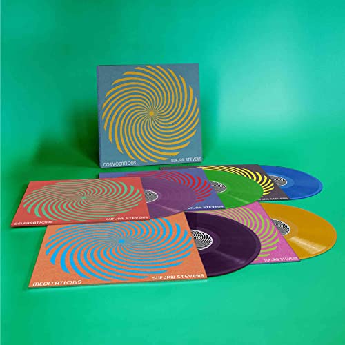 Sufjan Stevens "Convocations" vinyl box set with colorful spiral designs.