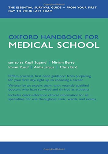 Cover of "Oxford Handbook for Medical School" handbook, teal and blue.