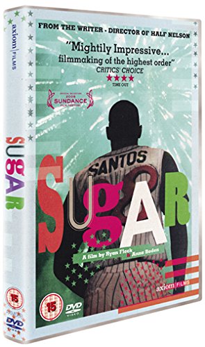 The DVD case for "Sugar" features a man wearing a baseball jersey on the cover.