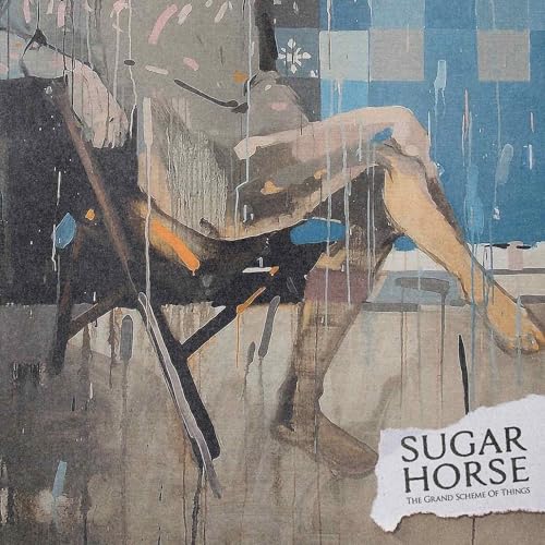 Abstract painting of a reclining figure with album title text.
