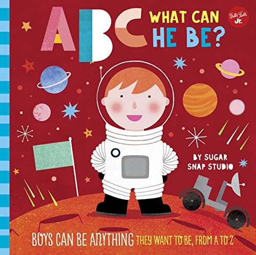 Book cover with a boy in a spacesuit amongst planets and stars.