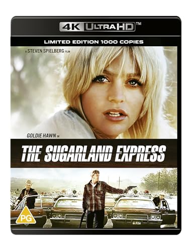 Sugarland Express 4K Ultra HD Blu-ray cover featuring Goldie Hawn and film scenes.