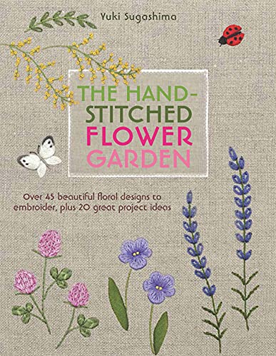 Book cover featuring embroidered flowers, a butterfly, and a ladybug on a linen background.
