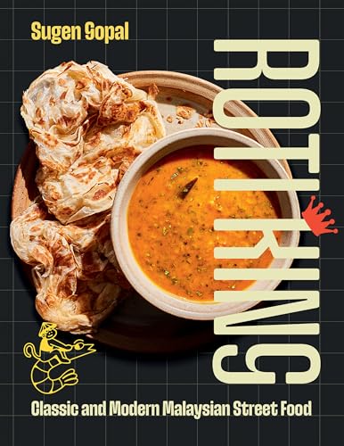 Cookbook cover featuring roti with curry, titled "Roti King".