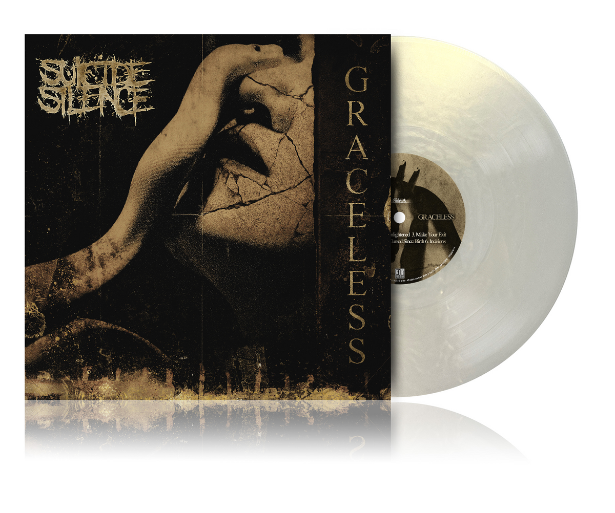 Suicide Silence" album "Graceless" on pearlescent sunrise colored vinyl record.