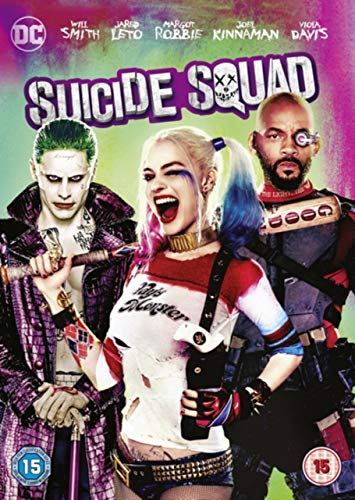 Suicide Squad" DVD cover featuring Harley Quinn, Joker, and Deadshot.