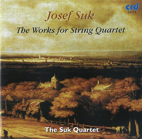 CD cover for Josef Suk’s string quartet works with a landscape painting.