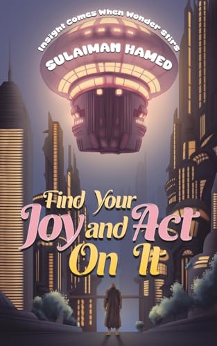 Book cover with a flying saucer over a city and a lone figure.