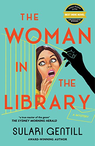 Book cover featuring a shocked woman behind a curtain being pulled by a hand.