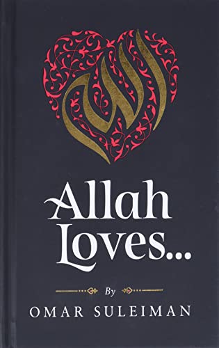 Book cover with ornate gold and red heart design and text "Allah Loves.