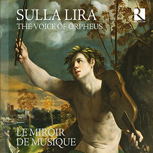 CD cover: Orpheus playing a lyre in a landscape painting.