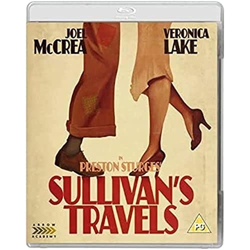 Blu-ray cover for "Sullivan's Travels" featuring legs and film title.