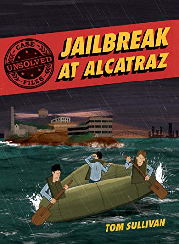 Book cover depicting Alcatraz prison and men escaping by raft.
