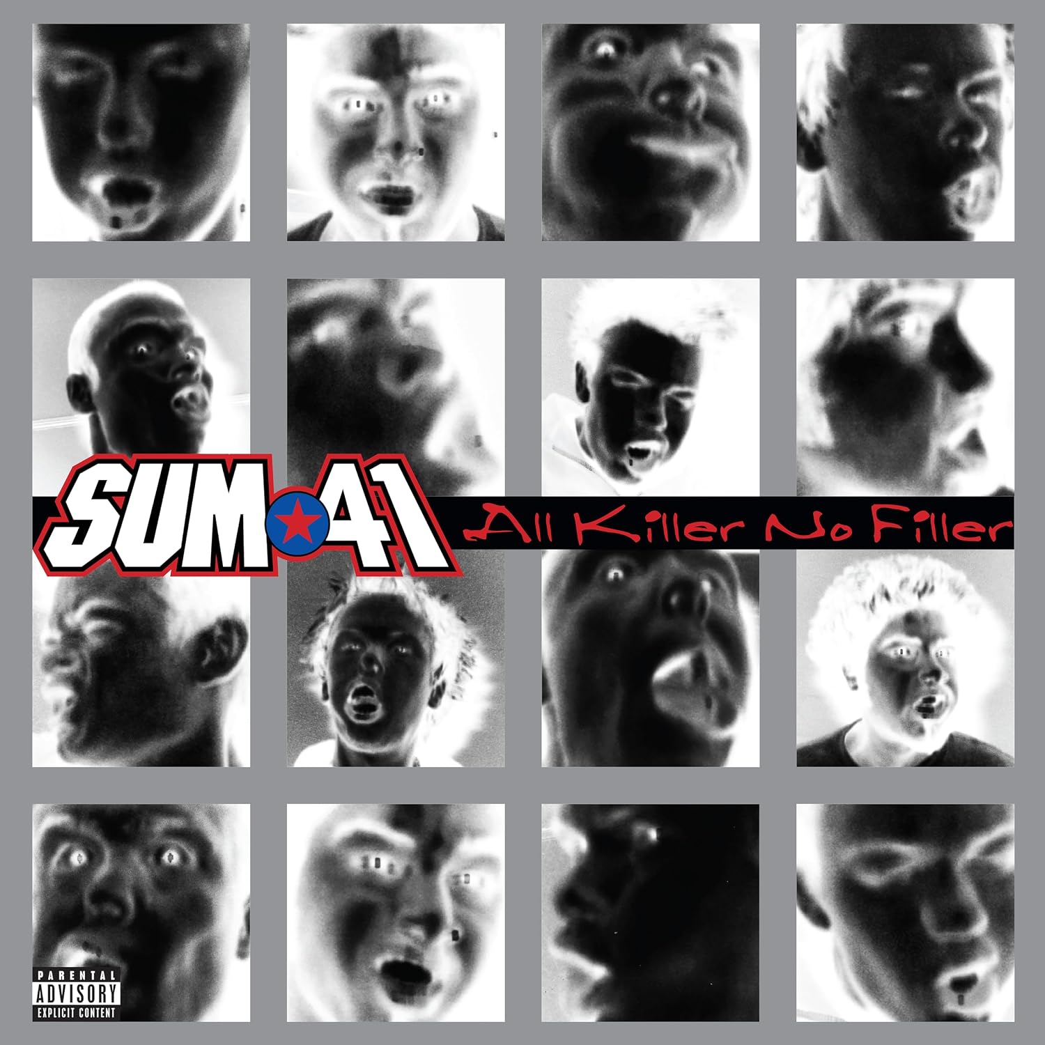 Sum 41 album cover: grid of distorted faces, band name and title.