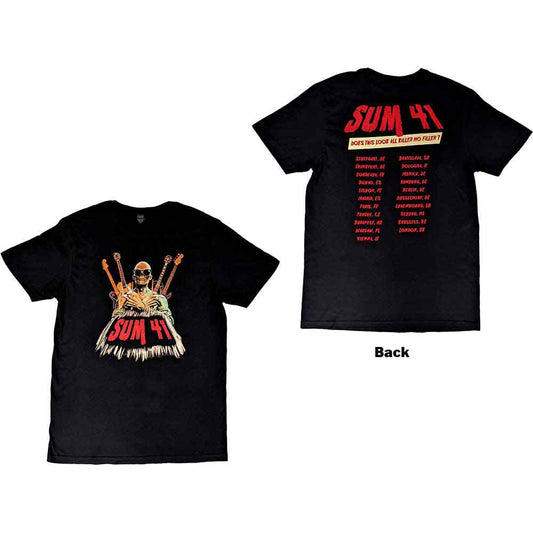 Black unisex t-shirt with Sum 41 European Tour 2022 graphics on the back.