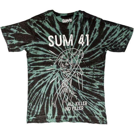Black unisex T-shirt featuring a white Sum 41 Reaper graphic from the Wash collection.