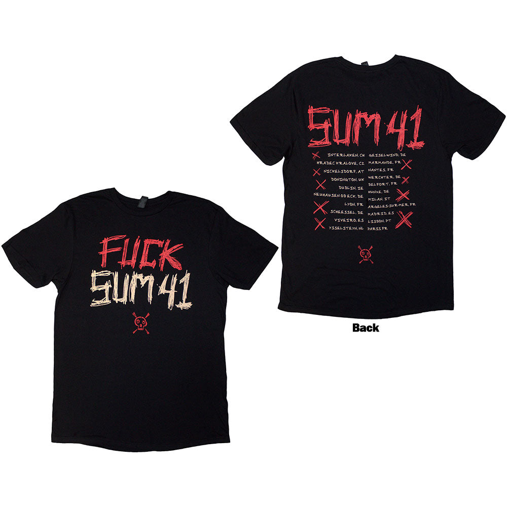 Black Sum 41 tour t-shirt with back print, size XX-Large.