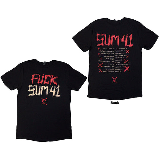 Black Sum 41 tour t-shirt with back print, size XX-Large.